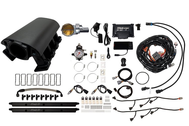 73096DBWSB Ultimate Rebel EFI System w/ Tall Intake Manifold for GM LS1, Drive-By-Wire, 102 mm Throttle Body, 1,000 HP [Black]