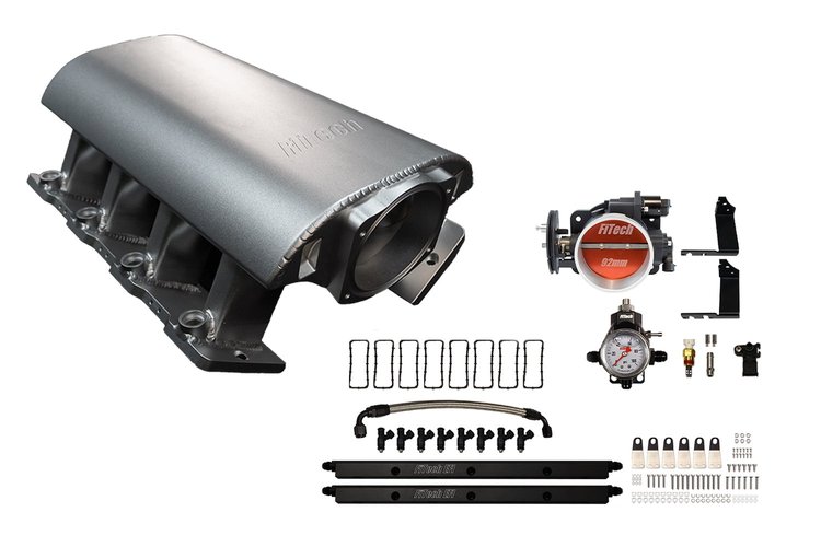 73118 Ultimate Rebel Tall Loaded Intake Manifold for GM LS1, Cable Driven, 92 mm Throttle Body, 500 HP [Satin]