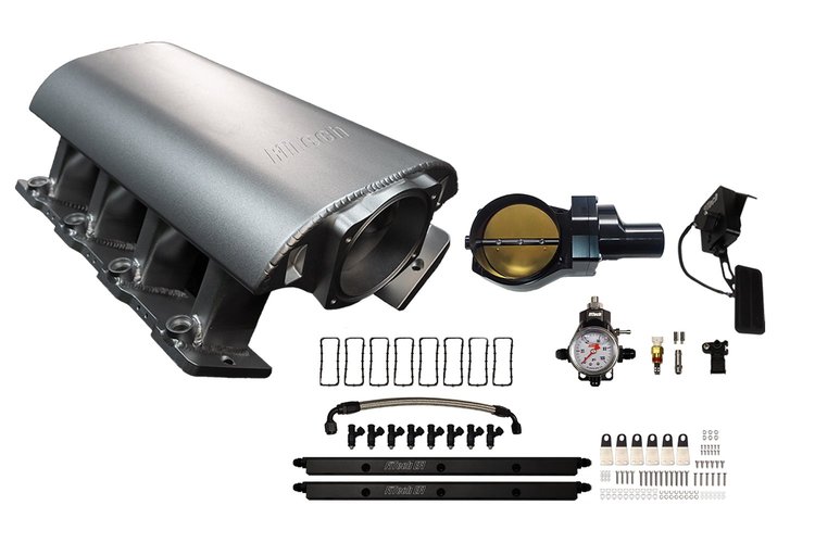 73119DBWBB Ultimate Rebel Tall Loaded Intake Manifold for GM LS1, Drive-By-Wire, 102 mm Throttle Body, 750 HP [Satin]