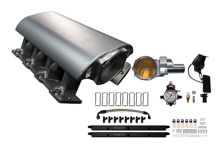 73119DBWSB Ultimate Rebel Tall Loaded Intake Manifold for GM LS1, Drive-By-Wire, 102 mm Throttle Body Billet, 750 HP [Satin]