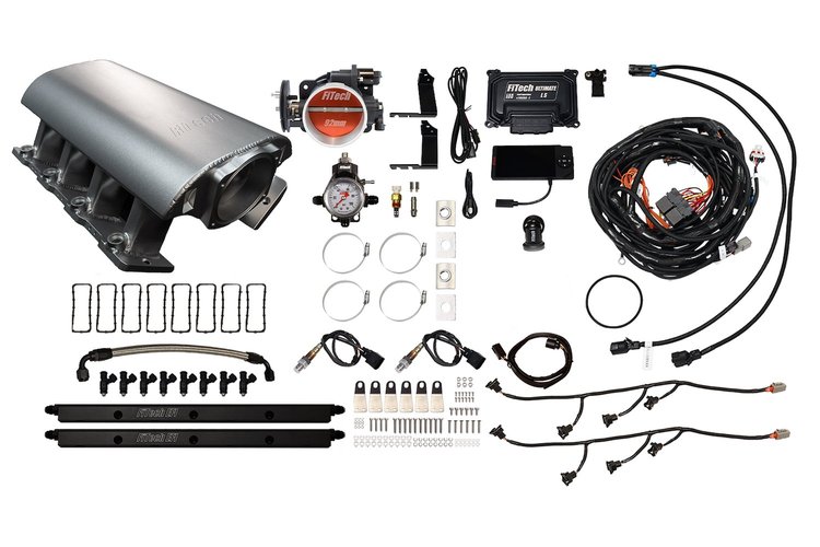 73121 Ultimate Rebel EFI System w/ Tall Intake Manifold for GM LS1, Cable Driven, 92 mm Throttle Body, 500 HP [Satin]