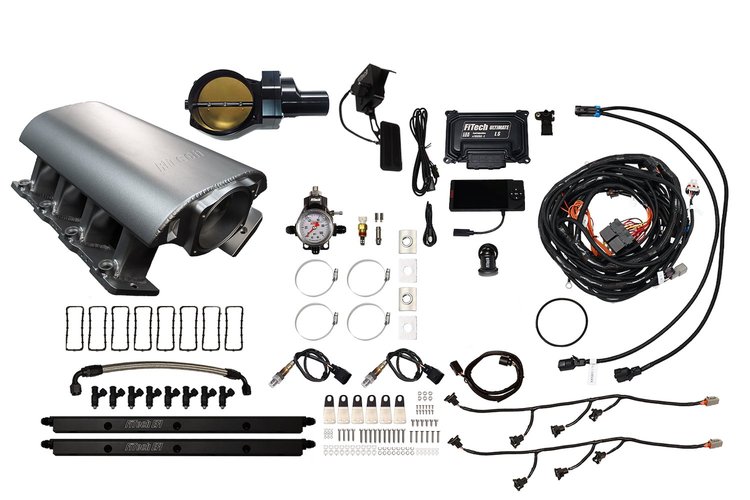 73121DBWBB Ultimate Rebel EFI System w/ Tall Intake Manifold for GM LS1, Drive-By-Wire, 92 mm Throttle Body, 500 HP [Satin]