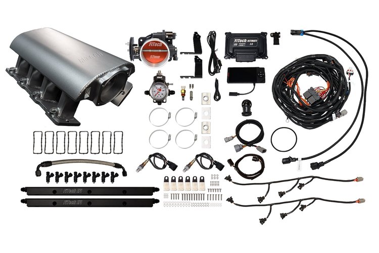 73122 Ultimate Rebel EFI System w/ Tall Intake Manifold for GM LS1, Cable Driven, 92 mm Throttle Body, 500 HP [Satin]