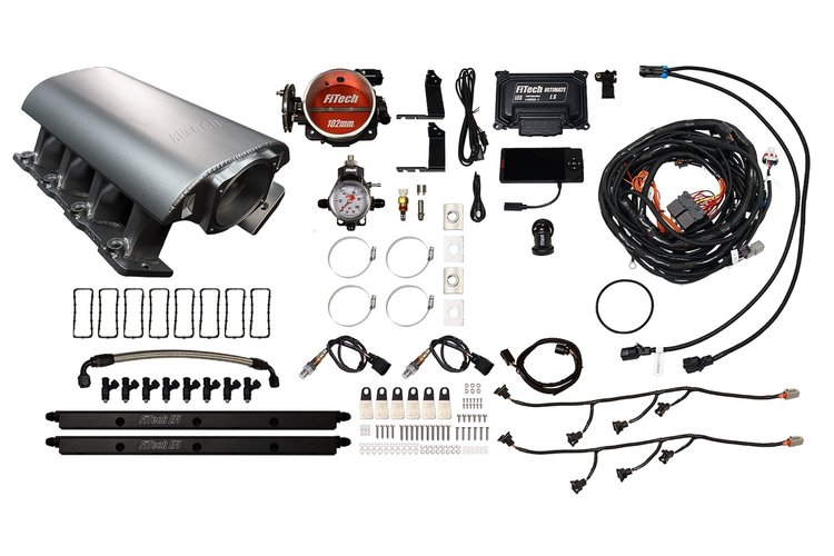 73123 Ultimate Rebel EFI System w/ Tall Intake Manifold for GM LS1, Cable Driven, 102 mm Throttle Body, 750 HP [Satin]