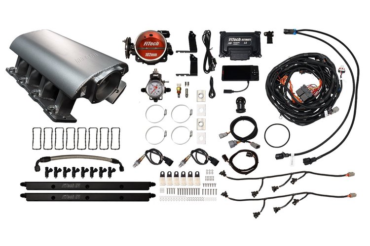 73126 Ultimate Rebel EFI System w/ Tall Intake Manifold for GM LS1, Cable Driven, 102 mm Throttle Body, 1,000 HP [Satin]