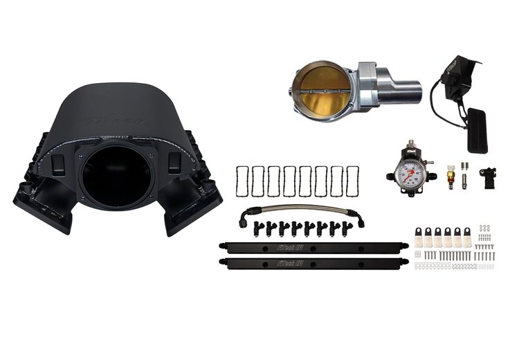 73169DBWSB Ultimate Rebel Short Loaded Intake Manifold for GM LS3, Drive-By-Wire, 102 mm Throttle Body, 750 HP [Black]
