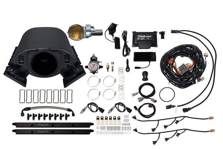 73174DBWSB Ultimate Rebel EFI System w/ Short Intake Manifold for GM LS3, Drive-By-Wire, 102 mm Throttle Body, 750 HP [Black]