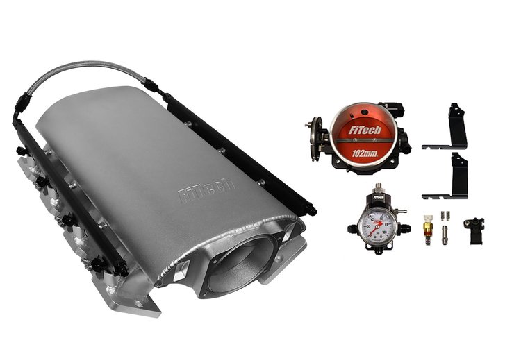 73189DBWSB Ultimate Rebel Short Loaded Intake Manifold for GM LS3, Drive-By-Wire, 102 mm Throttle Body Billet, 750 HP [Satin]