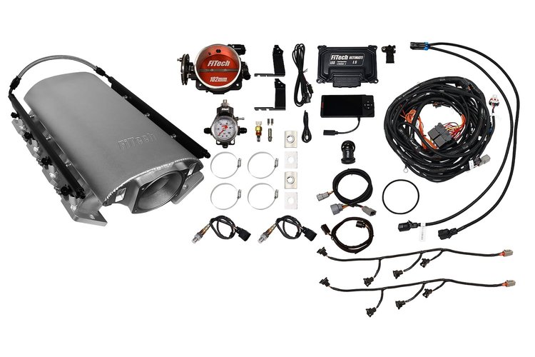 73196 Ultimate Rebel EFI System w/ Short Intake Manifold for GM LS3, Cable Driven, 102 mm Throttle Body, 1,000 HP [Satin]