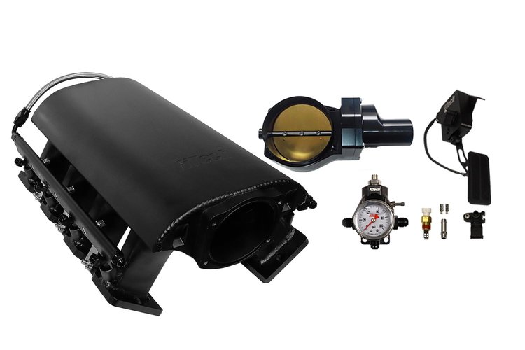 73228DBWBB Ultimate Rebel Tall Loaded Intake Manifold for GM LS3, Drive-By-Wire, Billet 92 mm Throttle Body, 500 HP [Black]