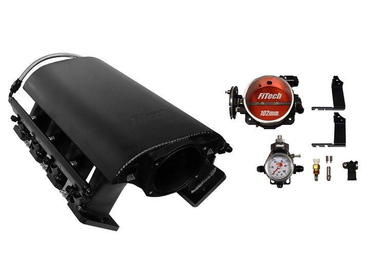 73229 Ultimate Rebel Tall Loaded Intake Manifold for GM LS3, Cable Driven, 102 mm Throttle Body, 750 HP [Black]
