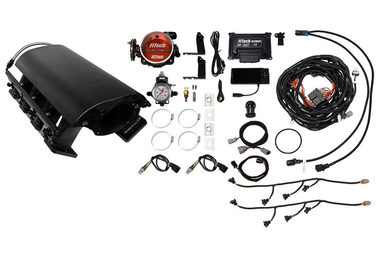 73234 Ultimate Rebel EFI System w/ Tall Intake Manifold for GM LS3, Cable Driven, 102 mm Throttle Body, 750 HP [Black]