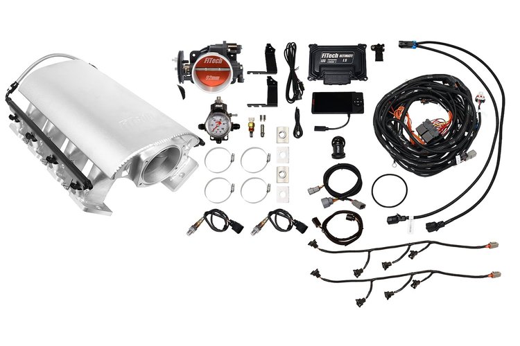 73252 Ultimate Rebel EFI System w/ Tall Intake Manifold for GM LS3, Cable Driven, 92 mm Throttle Body, 500 HP [Satin]