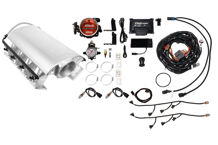 73253 Ultimate Rebel EFI System w/ Tall Intake Manifold for GM LS3, Cable Driven, 102 mm Throttle Body, 750 HP [Satin]