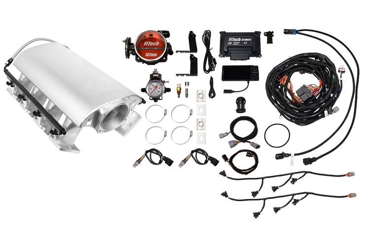 73254 Ultimate Rebel EFI System w/ Tall Intake Manifold for GM LS3, Cable Driven, 102 mm Throttle Body, 750 HP [Satin]