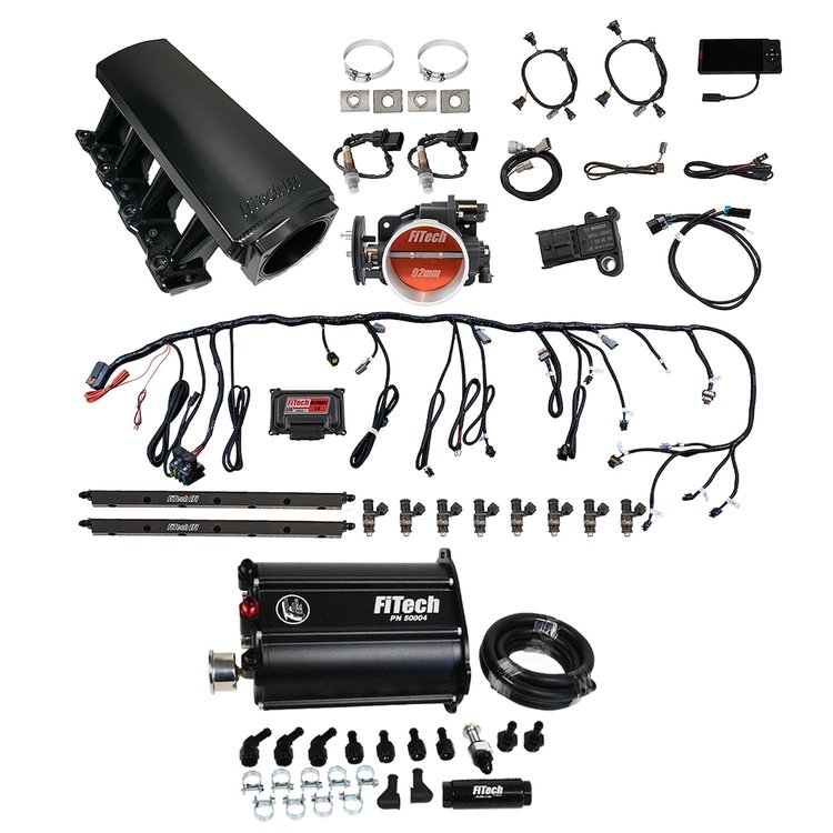 75207 Ultimate LS 500 HP EFI System With Long Runner Cathedral Intake, Transmission Control & Force Fuel Master Kit