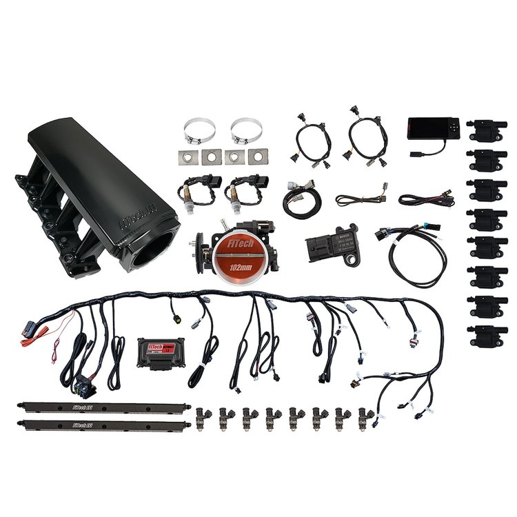 79009 Ultimate LS 750 HP EFI System With Long Runner Cathedral Intake, Transmission Control & LS3 Coil Pack With LED Set