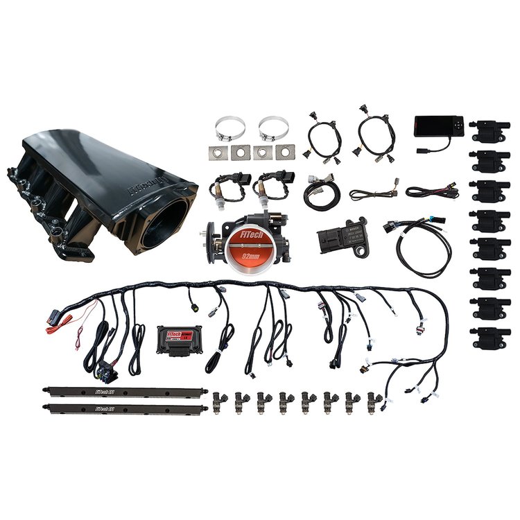 79012 Ultimate LS 500 HP EFI System With Short LS3 Port Intake, Transmission Control & LS3 Coil Pack With LED Set