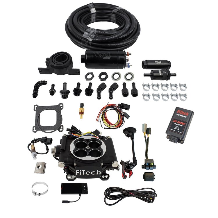 Go EFI-4 600 HP Throttle Body Fuel Injection Master Kit [In-line Fuel Pump and CDI Box] Matte Black