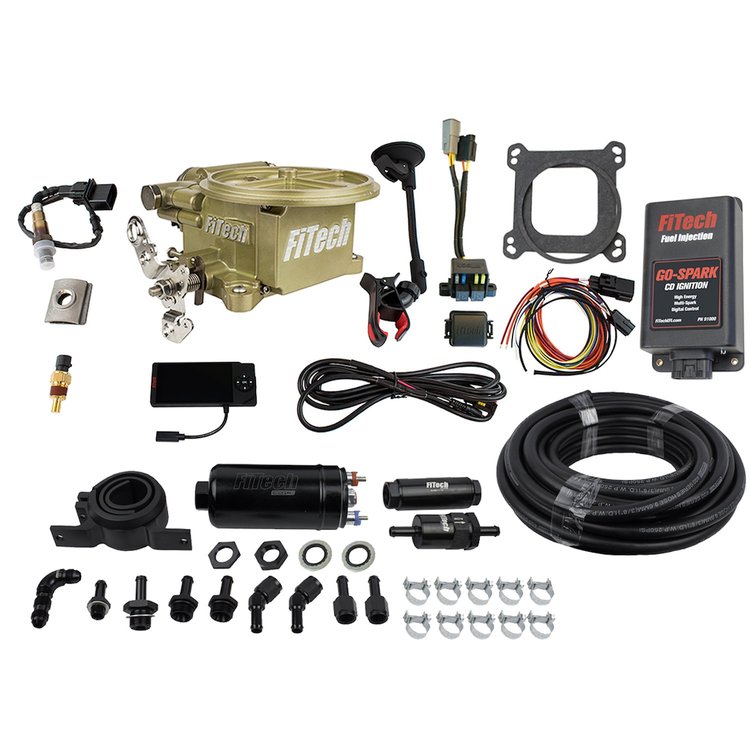 93191 Go EFI 2 Barrel 400 HP Classic Gold EFI System With Go Fuel Inline Pump Fuel Delivery Kit & Go Spark CDI Box Master Kit