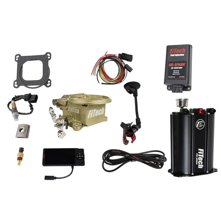 Go EFI 400 HP 2-Barrel Throttle Body Fuel Injection Master Kit [with Force Fuel System & CDI Box] Classic Gold
