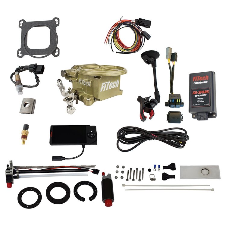 Go EFI 400 HP 2-Barrel Throttle Body Fuel Injection Master Kit [with In-Tank Retrofit Fuel Pump & CDI Box] Gold