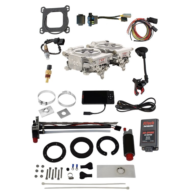 Go EFI 2x4 625 HP Dual Quad Throttle Body Fuel Injection Master Kit [With Go-Fuel Universal In-Tank Pump Module 340 LPH & CDI Bo