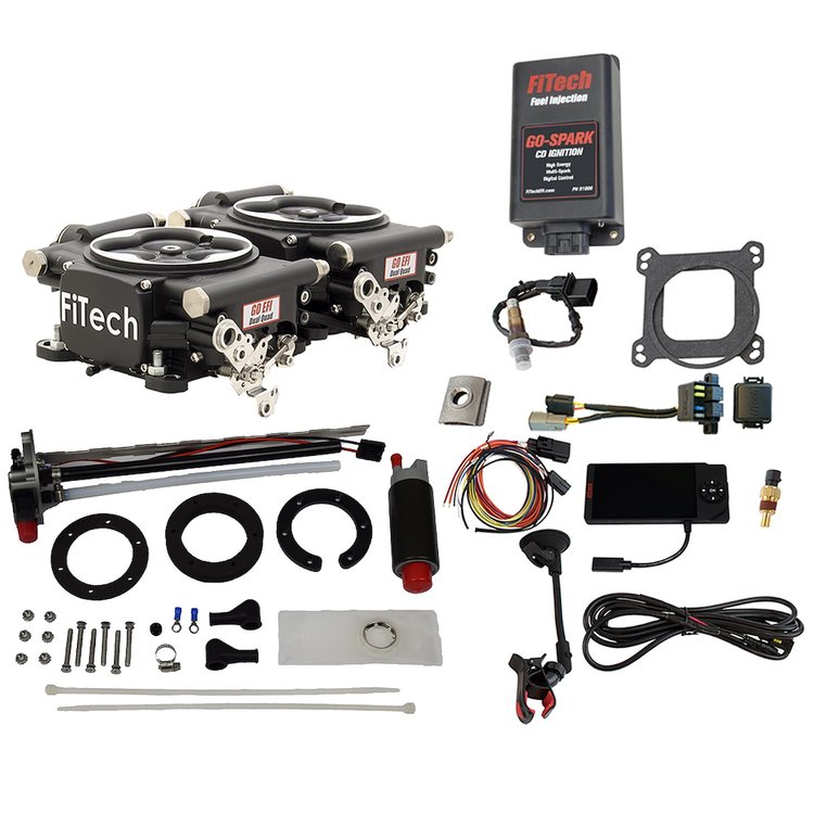Go EFI 2x4 625 HP Dual Quad Throttle Body Fuel Injection Master Kit [With Go-Fuel Universal In-Tank Pump Module 340 LPH & CDI Bo