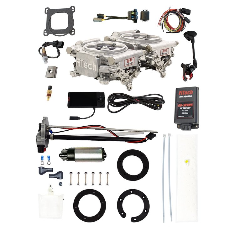 96461 FiTech Go EFI 2x4 625 HP Bright Aluminum EFI System Master Kit