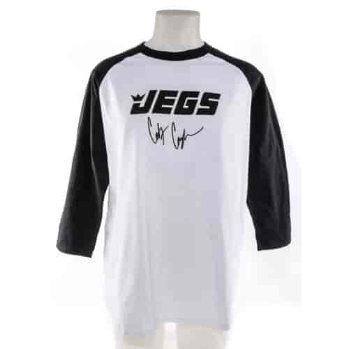 Cody Coughlin #55 T-Shirt White, Black 3/4 Sleeves & Embroidered Signature