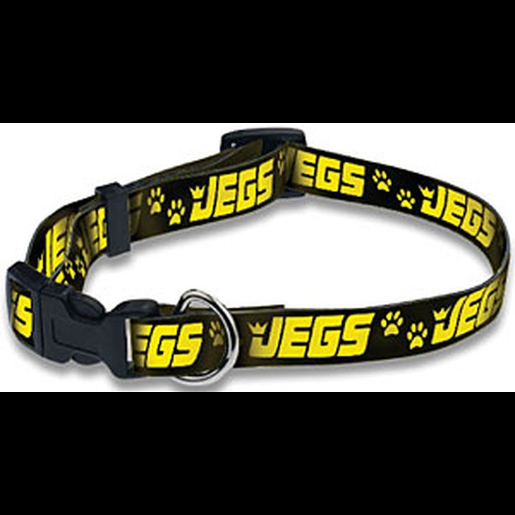 Dog Collar Black w/Yellow Logos Medium-Large Dogs Adjustable 15" to 20" Long x 3/4" Wide