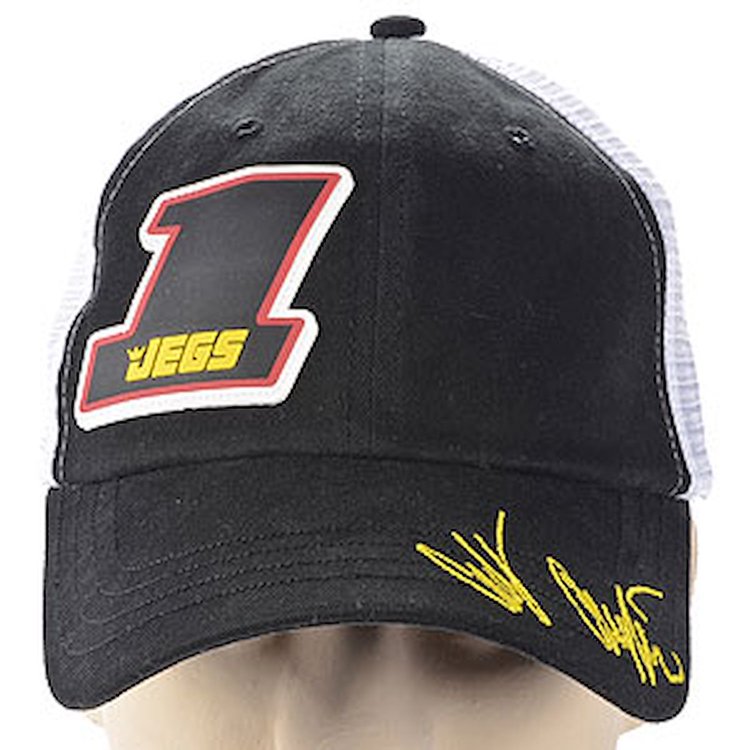 Cody Coughlin #1 Hat Black with Signature on Brim & White Mesh Back