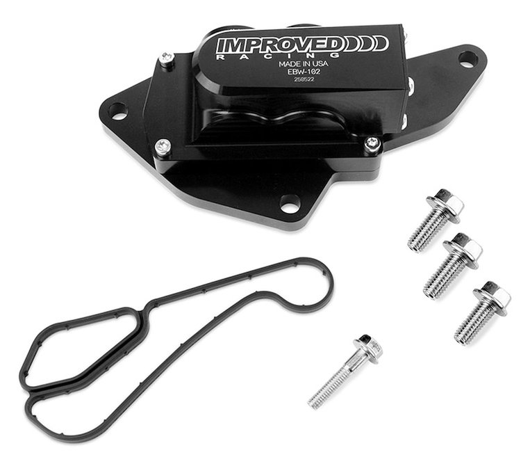 EBW-102-T4 Oil Cooler Adapter w/Thermostat for BMW Engines, 180-deg F Activation Temp, Top-Mounted Lines