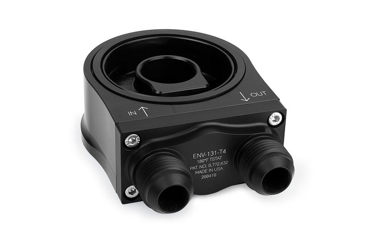 ENV-131-T6 Oil Filter Sandwich Plate with Thermostat For Oil Coolers, -10AN Male Ports, 200-degrees F