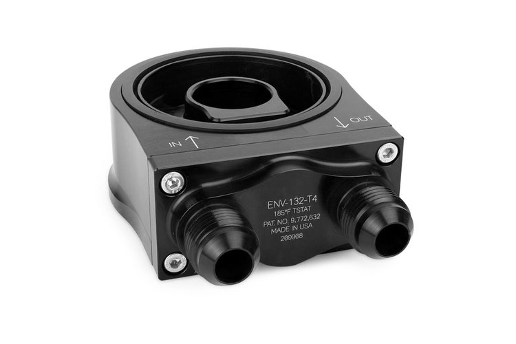 ENV-132-T6 Oil Filter Sandwich Plate with Thermostat For Oil Coolers, -8AN Male Ports, 200-degrees F