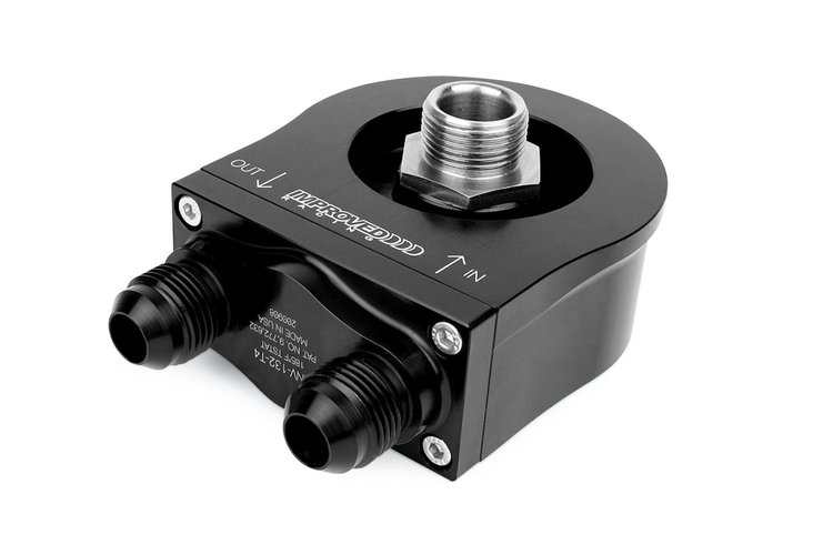 ENV-132-T7-F4 Oil filter sandwich plate, thermostatic, 212F, -8AN Male ports, M22 x 1.50