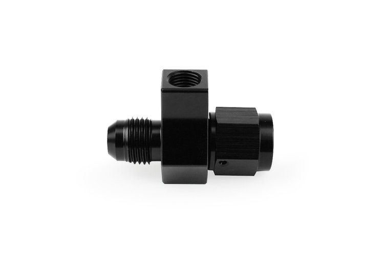 TR-06-02-B RaceFlux Female Sensor Ports, -6AN Male to -6AN Female w/ Dual 1/8 in. NPT
