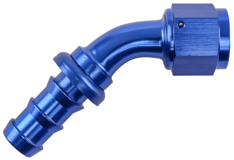 AN 45-Degree Push-Loc Hose End [-10 AN Female Swivel to Push-Loc Hose, Blue]