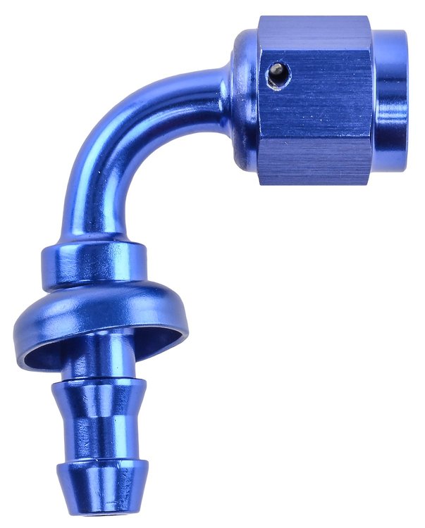 AN 90-Degree Push-Loc Hose End [-4 AN Female Swivel to Push-Loc Hose, Blue]