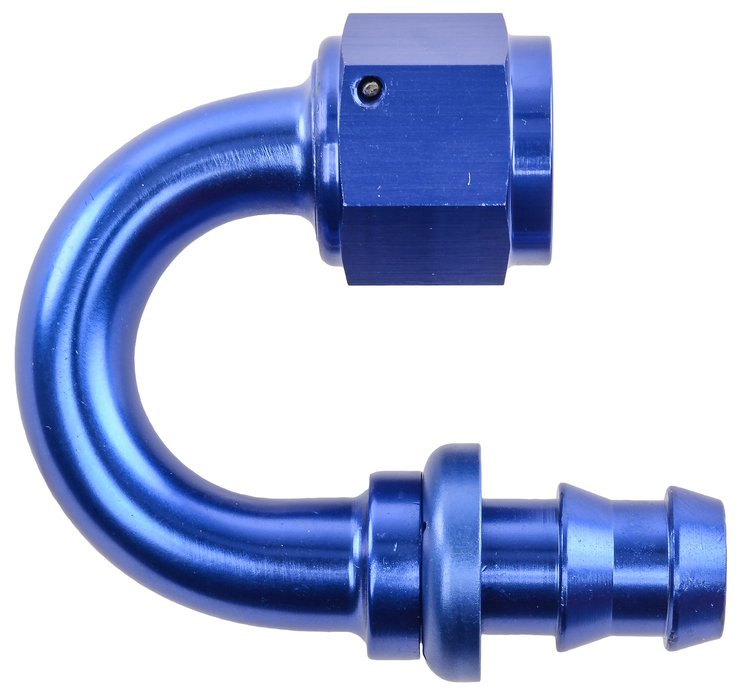 AN 180-Degree Push-Loc Hose End [-8 AN Female Swivel to Push-Loc Hose, Blue]