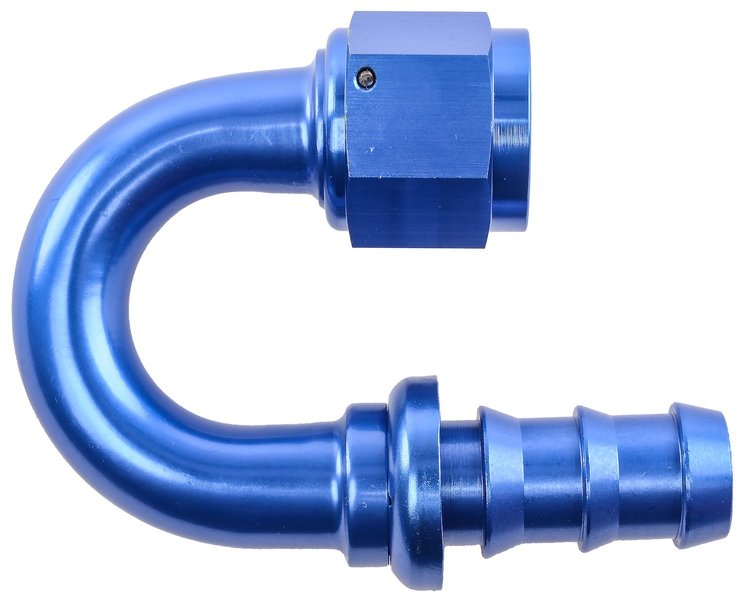 AN 180-Degree Push-Loc Hose End [-10 AN Female Swivel to Push-Loc Hose, Blue]