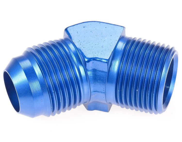 AN to NPT 45-Degree Adapter Fitting [-12 AN Male to 3/4 in. NPT Male, Blue]