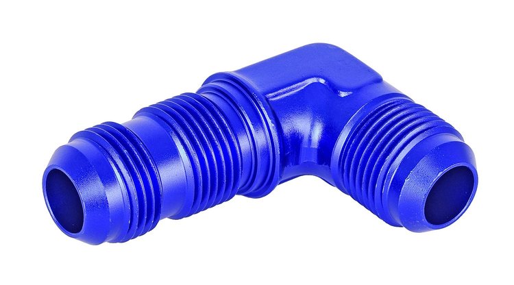 AN to AN 90-Degree Bulkhead Adapter Fitting [-10 AN Male to -10 AN Male, Blue]