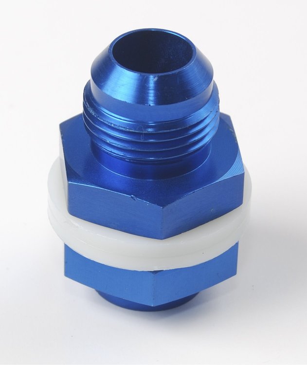 Blue High-Flow Fuel Cell Bulkhead Fitting -12AN