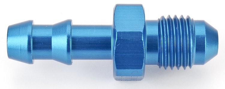 AN to Hose Barb Straight  Adapter Fitting [-4 AN Male to 1/4 in. Hose, Blue]
