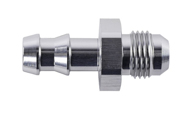 AN to Hose Barb Straight Adapter Fitting [-6 AN Male to 3/8 in. Hose, Clear Anodized]