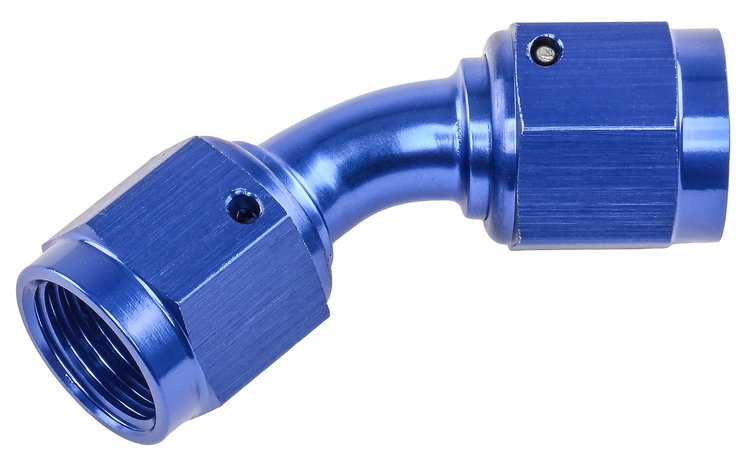 Blue -6 AN 45 degree Swivel Coupler