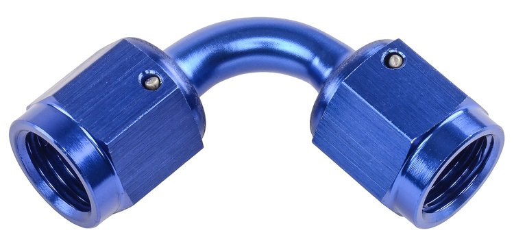 Blue -4 AN 90 degree Swivel Coupler