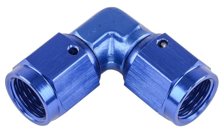 Blue -4 AN 90 degree Swivel Coupler Low Profile