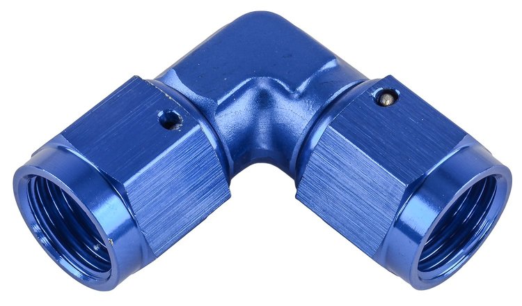 Blue -6 AN 90 degree Swivel Coupler Low Profile